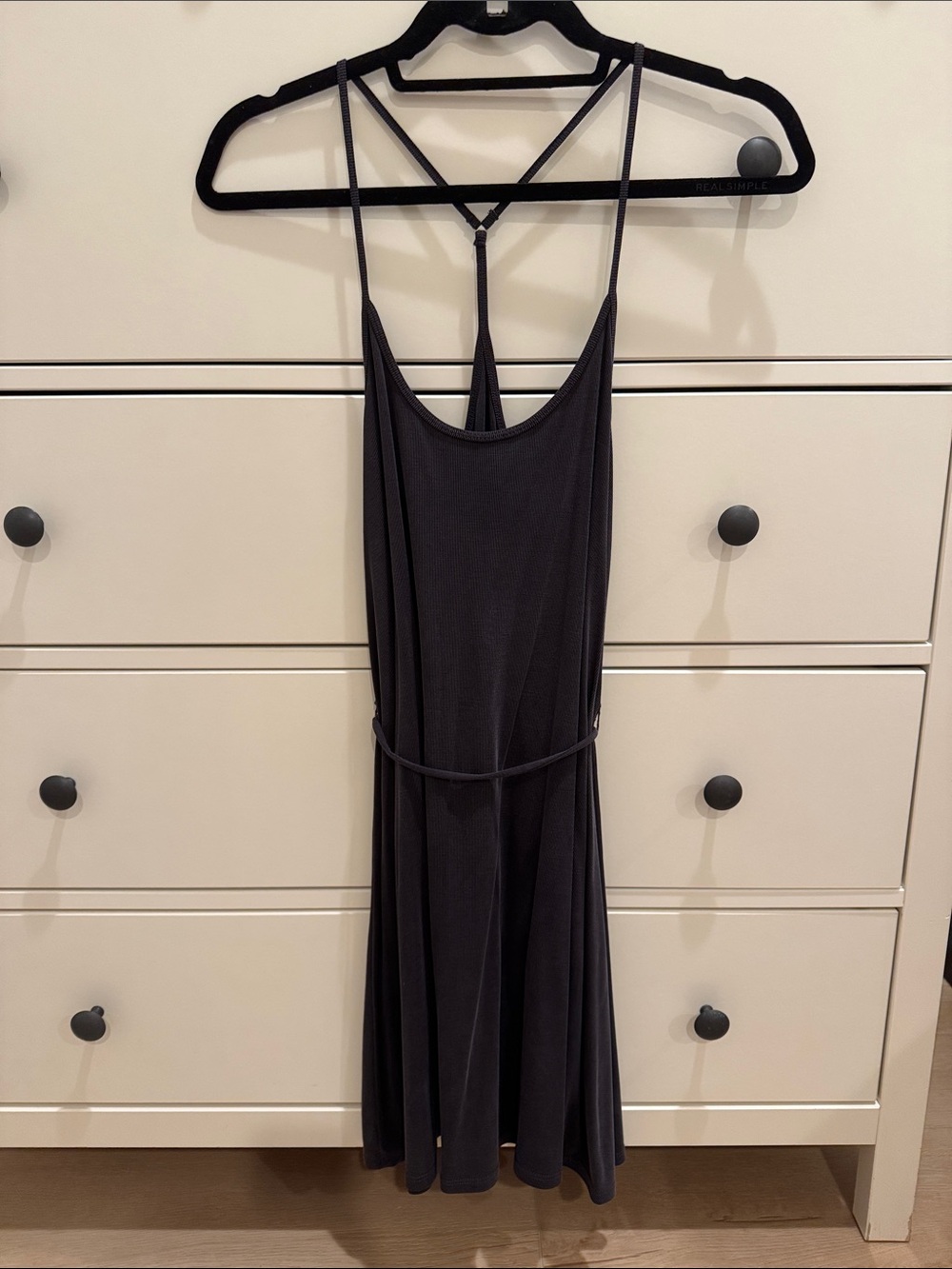 Abercrombie and Fitch Dark Grey Racerback Ribbed Knit Mini Dress Extra Small XS